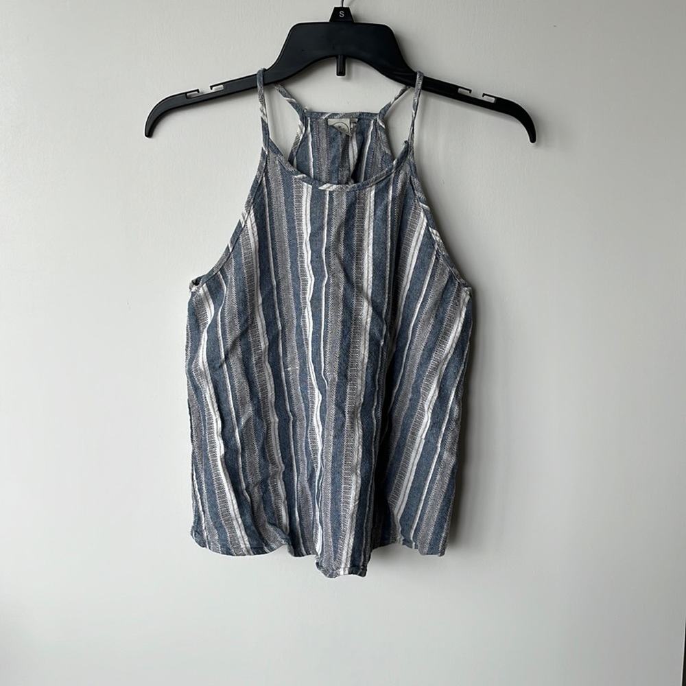 Vertical stripped blue and white halter